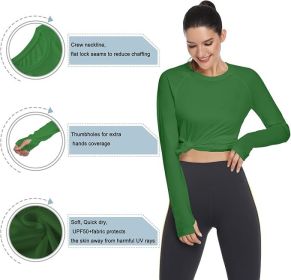 Women's UPF 50+ Sun Protection Long Sleeve Shirts Outdoor Hiking Fishing Tops (Color: Long Sleeve-irish Green, size: medium)