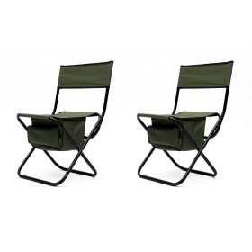 2-piece Folding Outdoor Chair with Storage Bag, Portable Chair for indoor, Outdoor Camping, Picnics and Fishing,Green (Color: as picture)