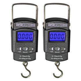 5 Core Fish Scale 110 LBS 50 KG Luggage Handheld Portable Electronic Balance Digital Fishing Postal Hanging Hook Scale with 2 AAA Batteries Built (SKU: LS-006 2pcs)