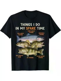 Funny Fishing Apparel For Men, Youth And Boys Bass Lovers T-Shirt Clothing, 220g Pure Cotton., Regular-Fit, Family T-shirt (Color: Black, size: XXL)