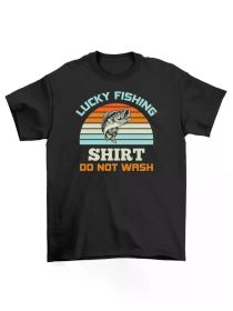 Lucky Fishing Shirt: 21-1130-18-Pecgine, Funny Tee - Don't Wash the Luck Away! U, All-Season, Family T-shirt. (Color: Black, size: XXL)